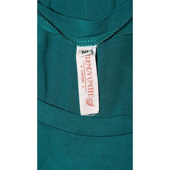 Trendy United Green Tunic Dress 3/4 Sleeve Scoop Neck Flare Swing Medium - Picture 4 of 5